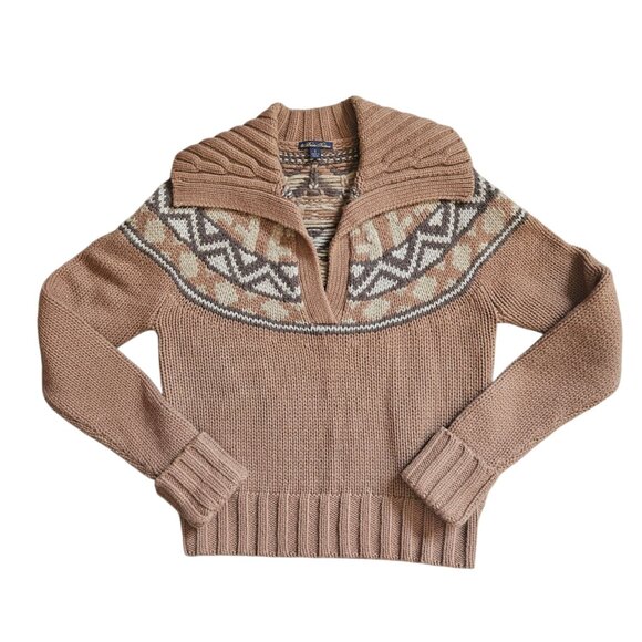 $348 Brooks Brothers Alpaca Wool Fair Isle Sweater Brown Multi Women’s SZ Small - Picture 6 of 12